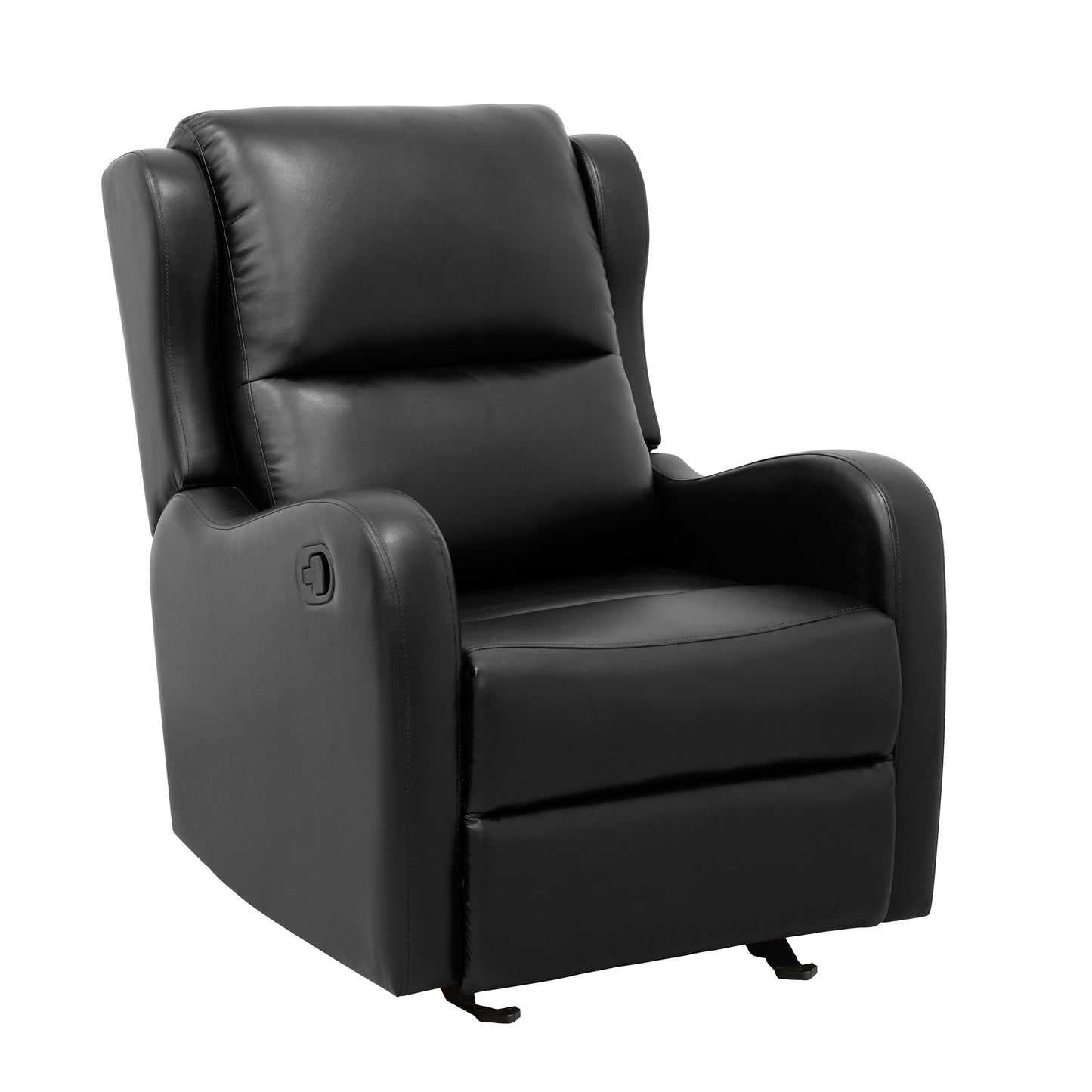 Black Faux Leather Upholstery Glider Reclining Chair 1pc Living Room Furniture Comfort Seating