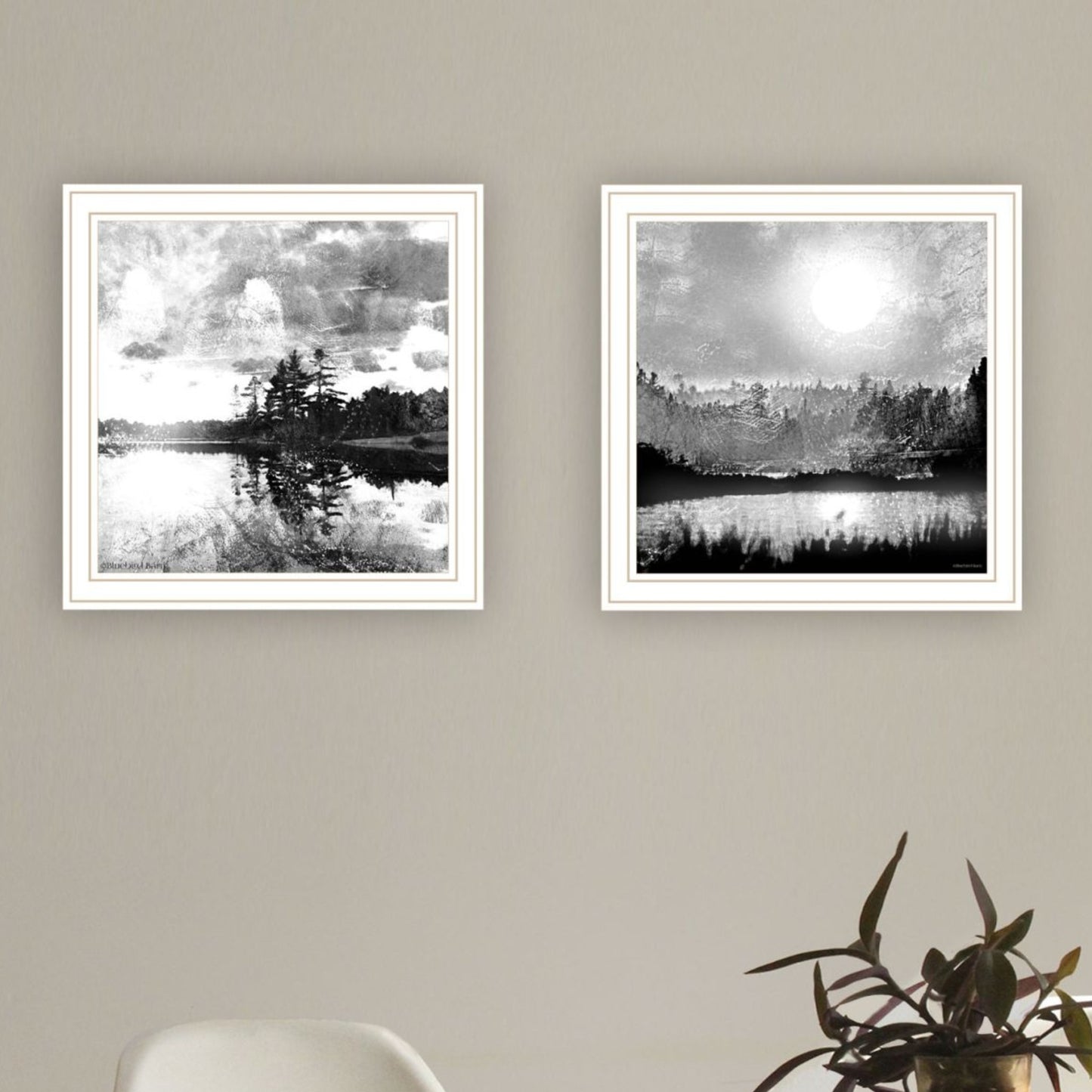 Trendy Decor 4U "Contemporary Lake Scenes" Framed Wall Art for Living Room, Wall Art Print for Home Decor, Bedroom Wall Art by Bluebird Barn