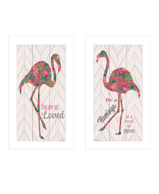 Trendy Decor 4U "Flamingo's - A matrix colors!" Framed Wall Art for Living Room, Wall Art Print for Home Decor, Bedroom Wall Art by Cindy Jacobs