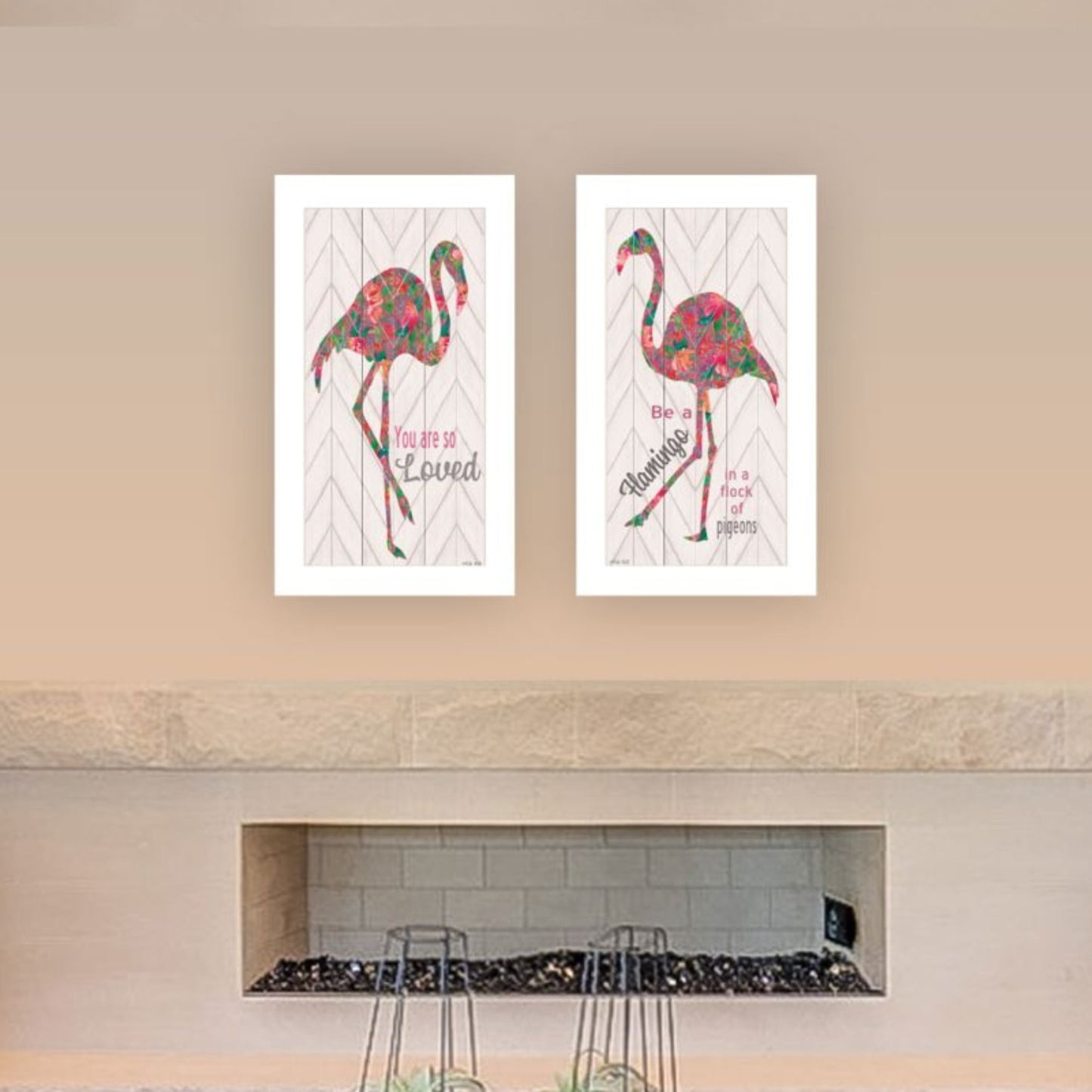 Trendy Decor 4U "Flamingo's - A matrix colors!" Framed Wall Art for Living Room, Wall Art Print for Home Decor, Bedroom Wall Art by Cindy Jacobs