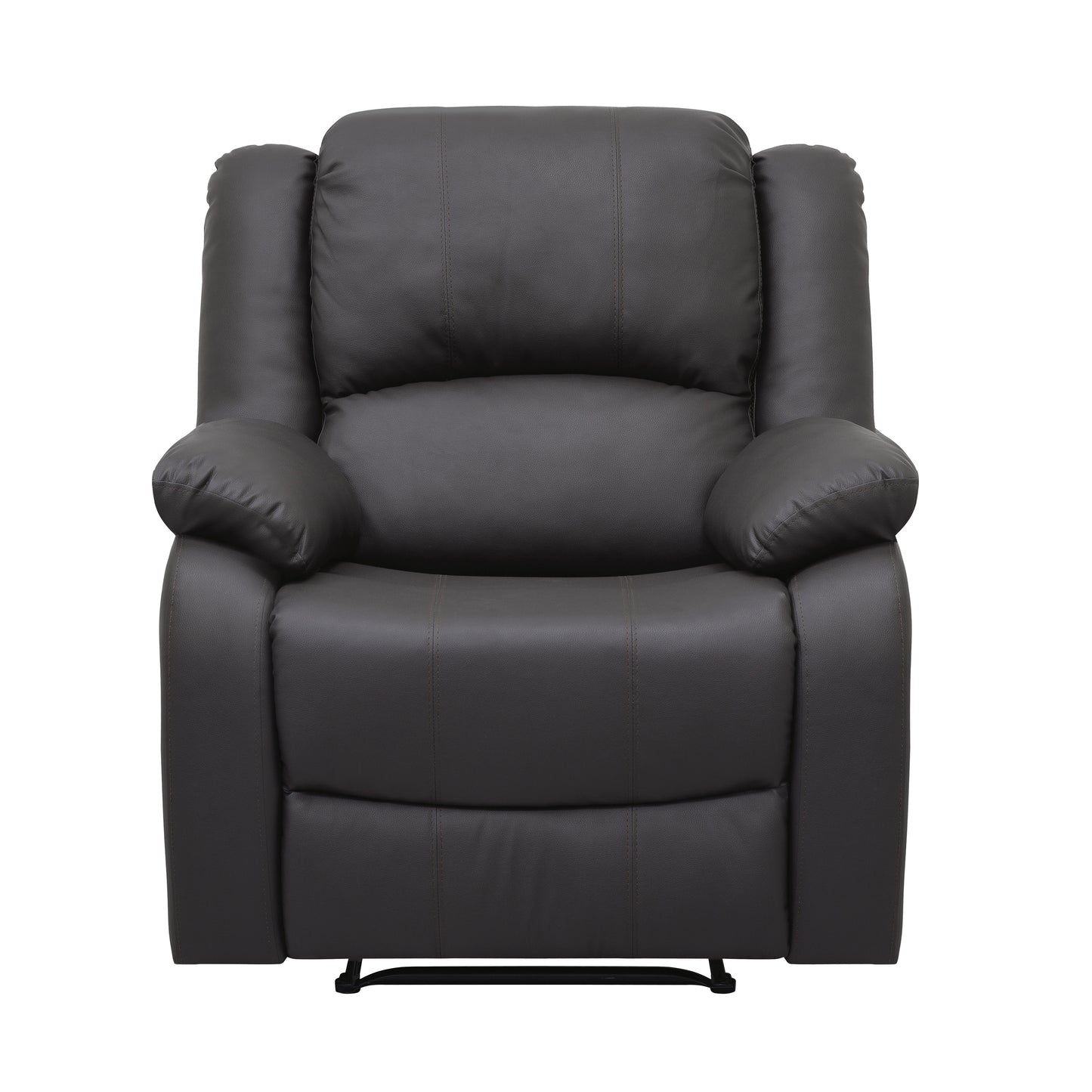 Modern Reclining Chair Dark Brown Faux Leather Upholstery Pillowtop Arms Solid Wood Frame 1pc Living Room Furniture