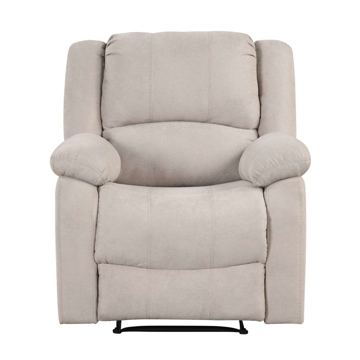 Modern Reclining Chair Textured Fabric Upholstery Pillowtop Arms Solid Wood Frame 1pc Living Room Furniture