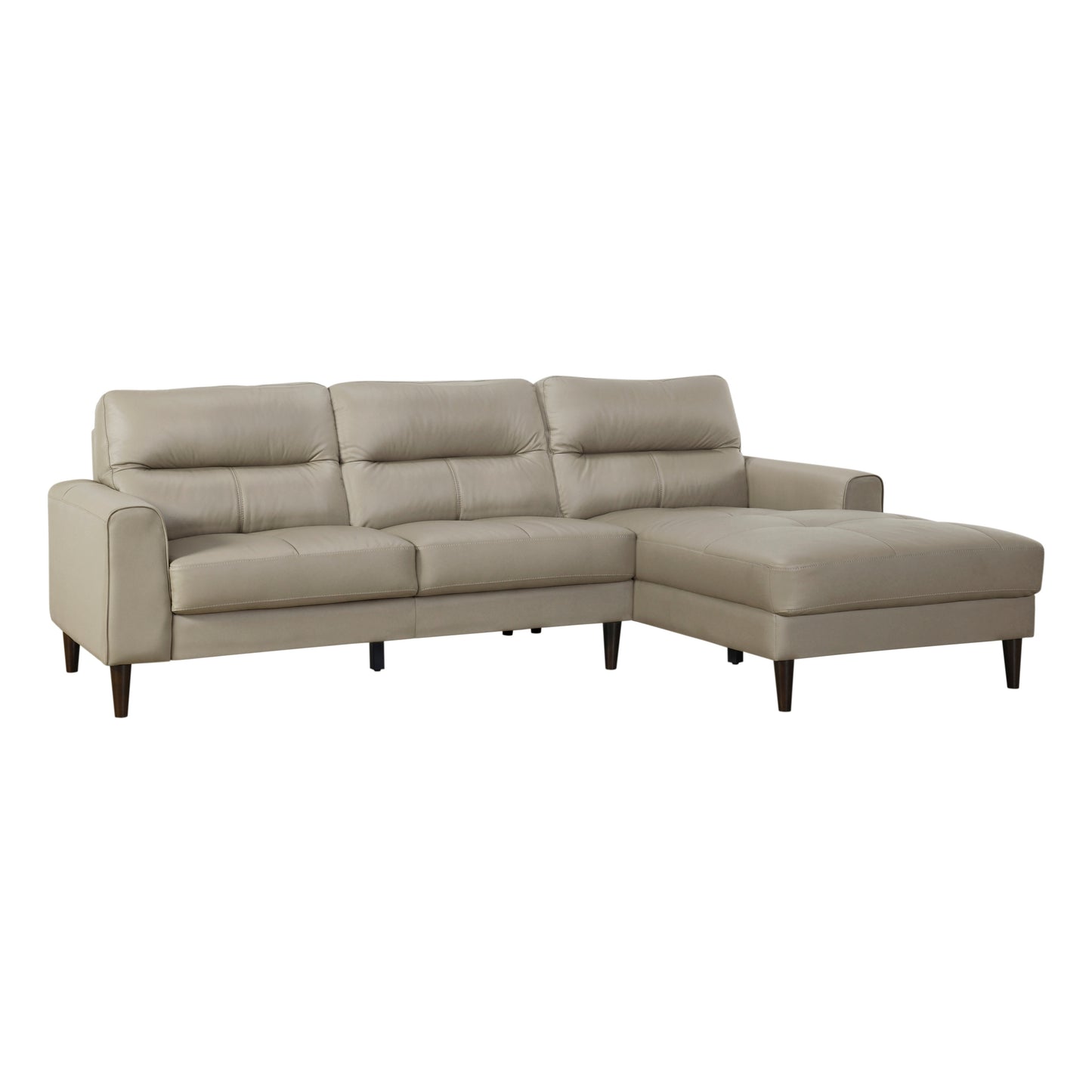 Modern Living Room 2-Piece Sectional Sofa Chaise Top Grain Leather Upholstered Lathe-Hue Solid Wood Furniture