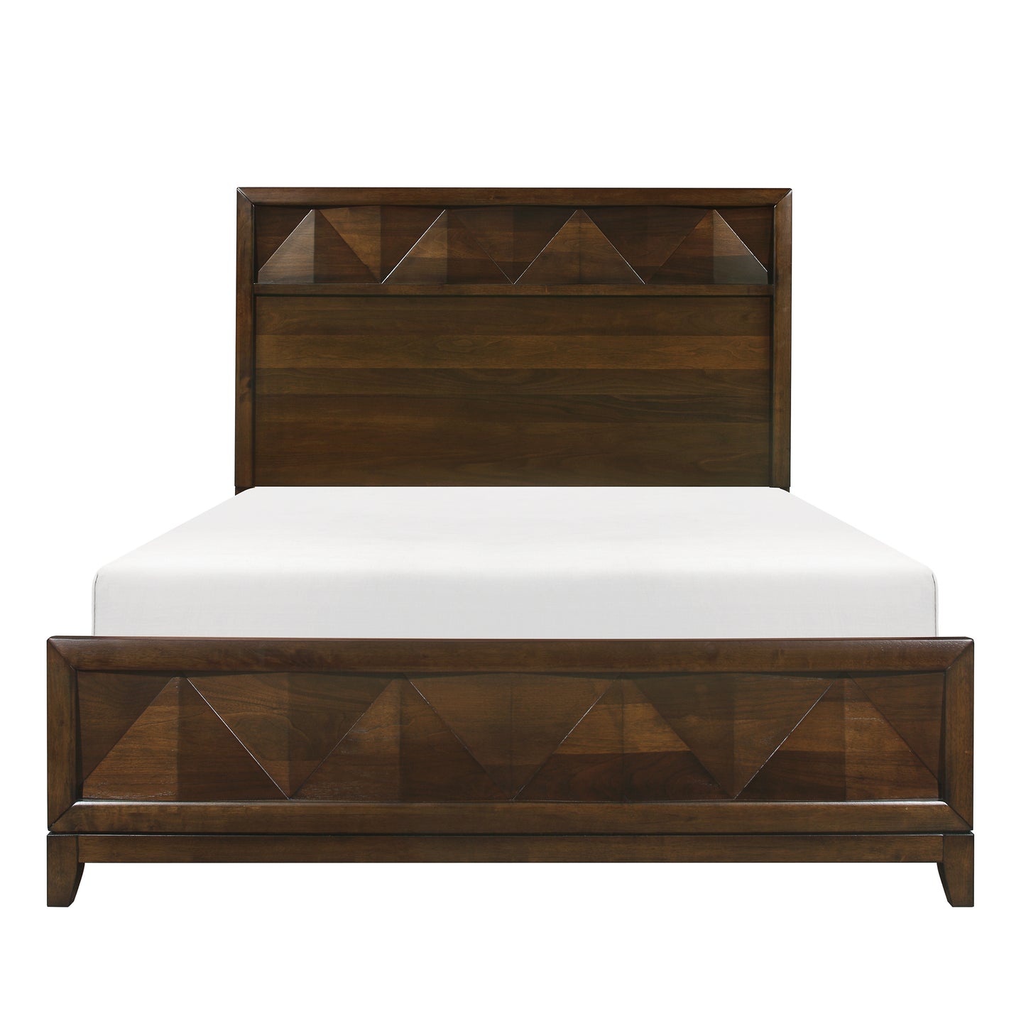 Modern Bedroom Walnut Finish 1pc Queen Bed Decorative Design Headboard Footboard Wooden Furniture