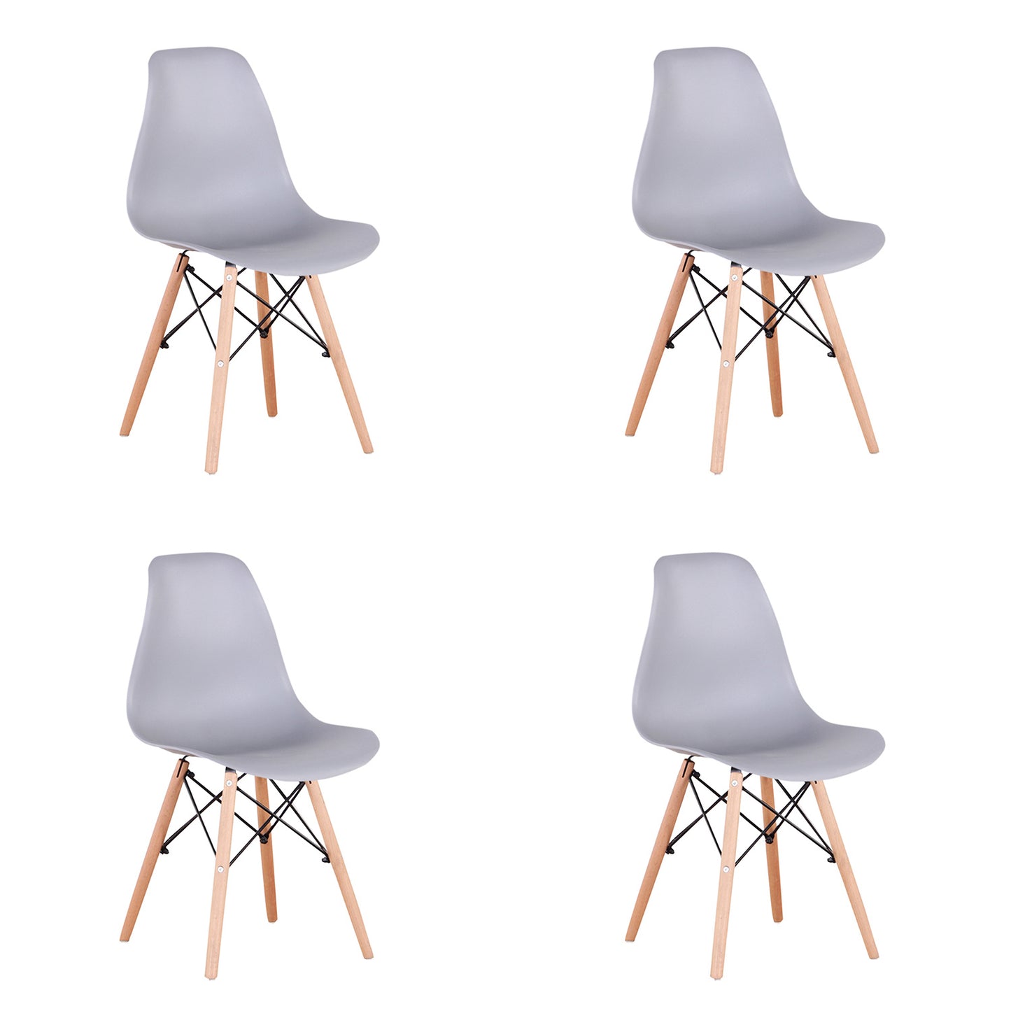 Set of 4 Modern Style Dining Chair, Shell Lounge Plastic Chair for Kitchen, Dining, Bedroom, Living Room Mid-Century Modern Side Chairs with Wooden Walnut Legs