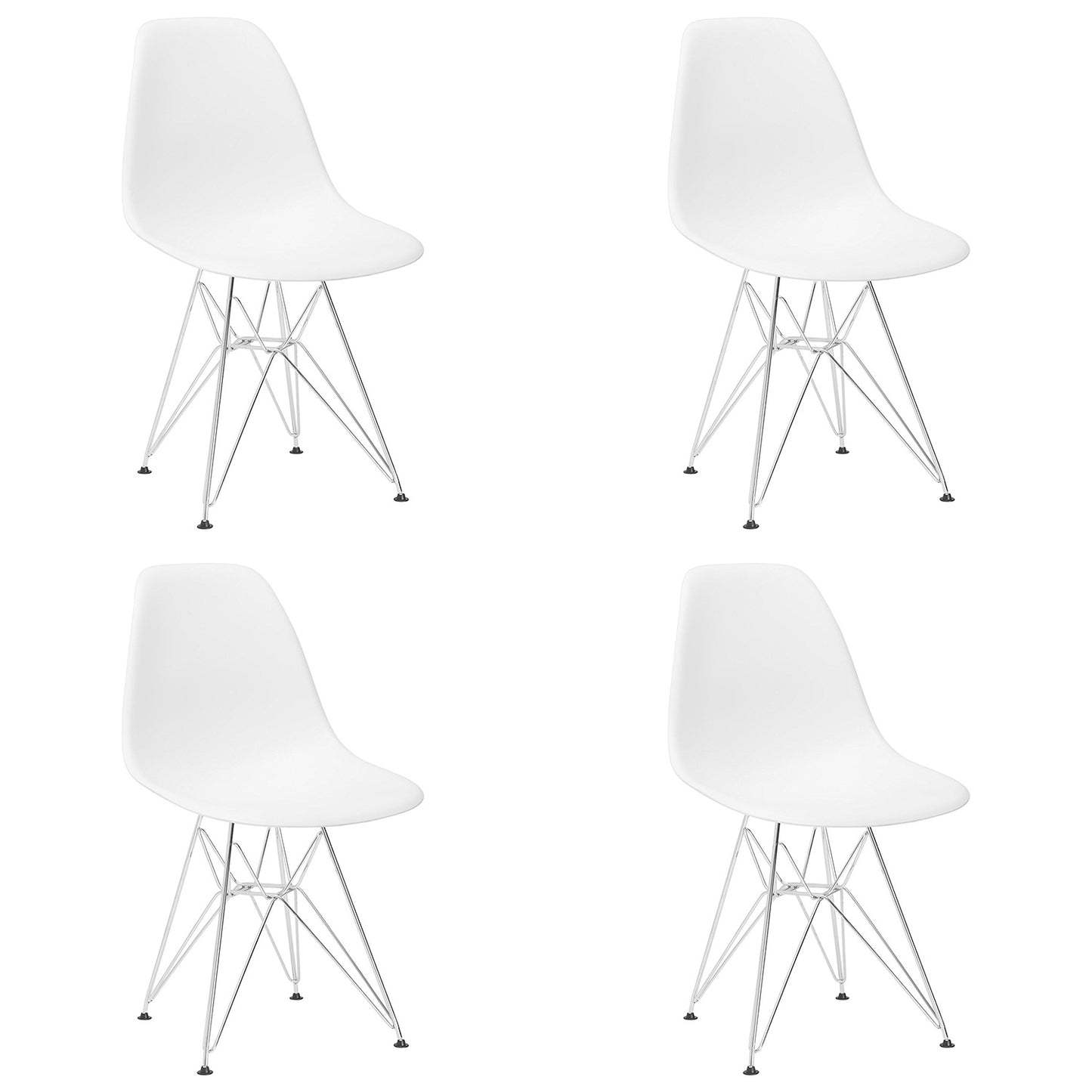 Set of 4 Modern Style Dining Chair, Shell Lounge Plastic Chair for Kitchen, Dining, Bedroom, Living Room Mid-Century Modern Side Chairs with Wooden Walnut Legs