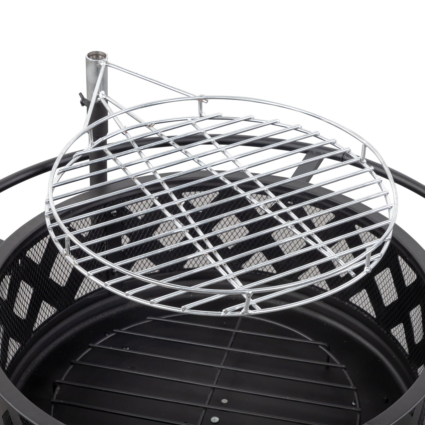 30in Outdoor Metal Fire Pit with Cooking Grates Black