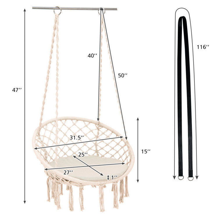 Cushioned Hammock Swing Chair with Hanging Kit