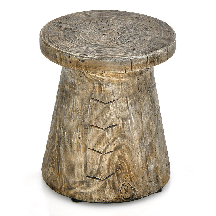 Weather Resident Rock End Table with Wood Grain for Living Room