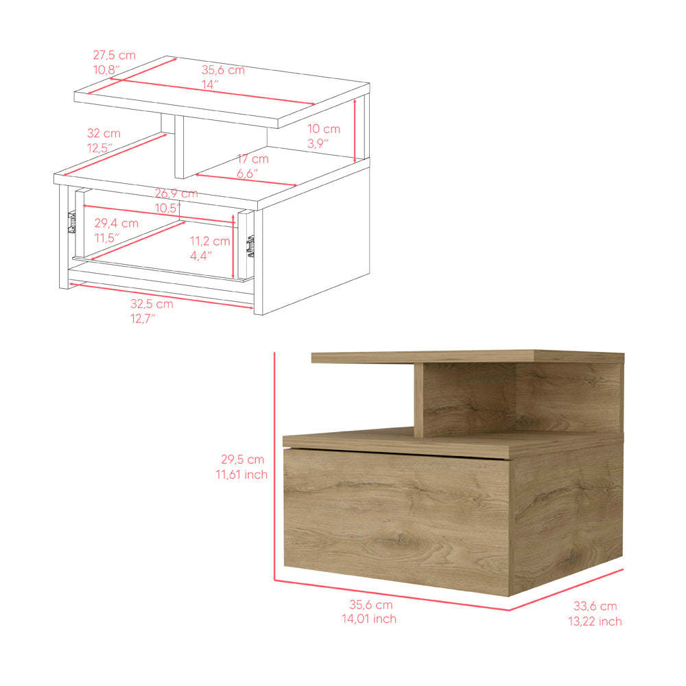 Nightstand Floating Flopini, Bedroom, Macadamia