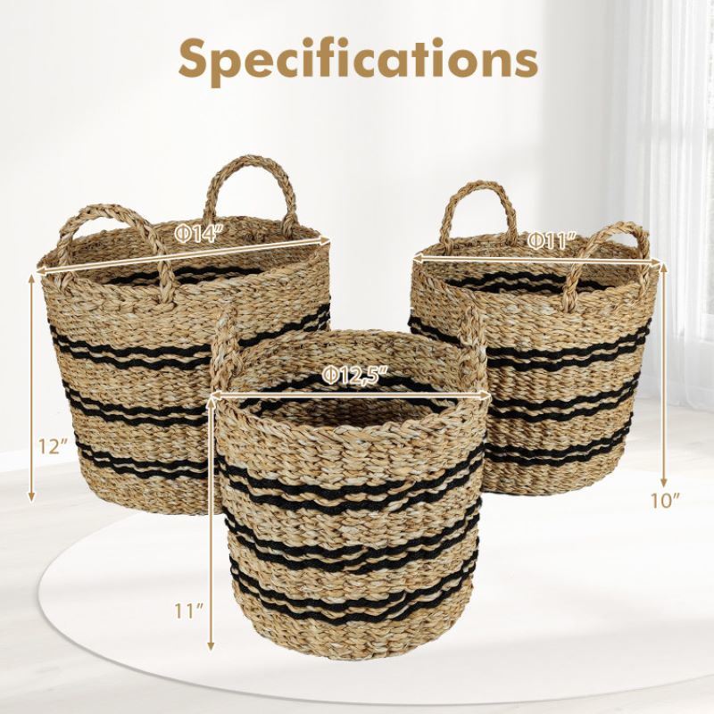 Stackable Storage Laundry Basket with Handles Set of 3