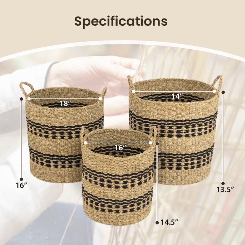 Stackable Storage Laundry Basket with Handles Set of 3