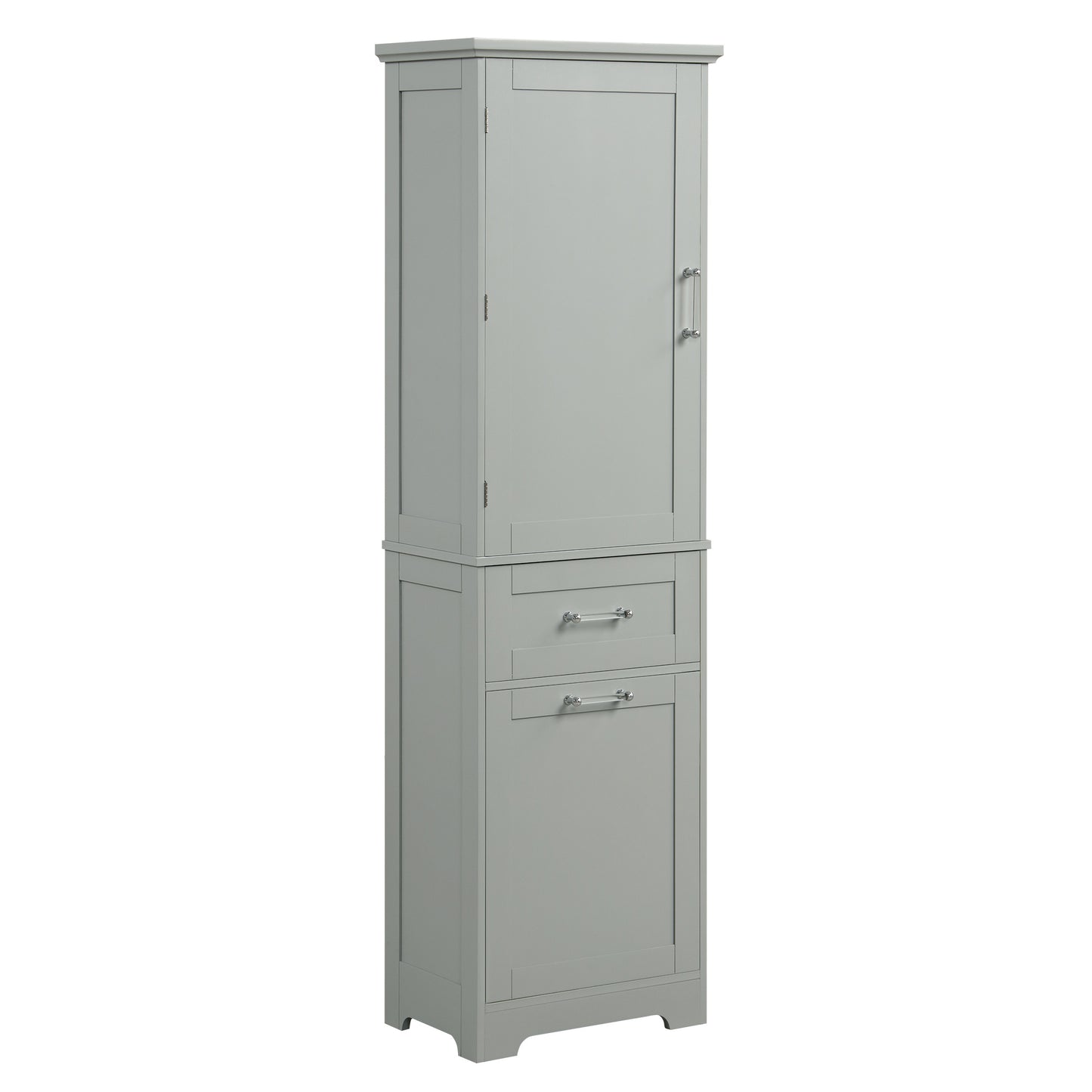 Bathroom Storage Cabinet, Tall Storage Cabinet with Two Drawers, Open Storage, Adjustable Shelf