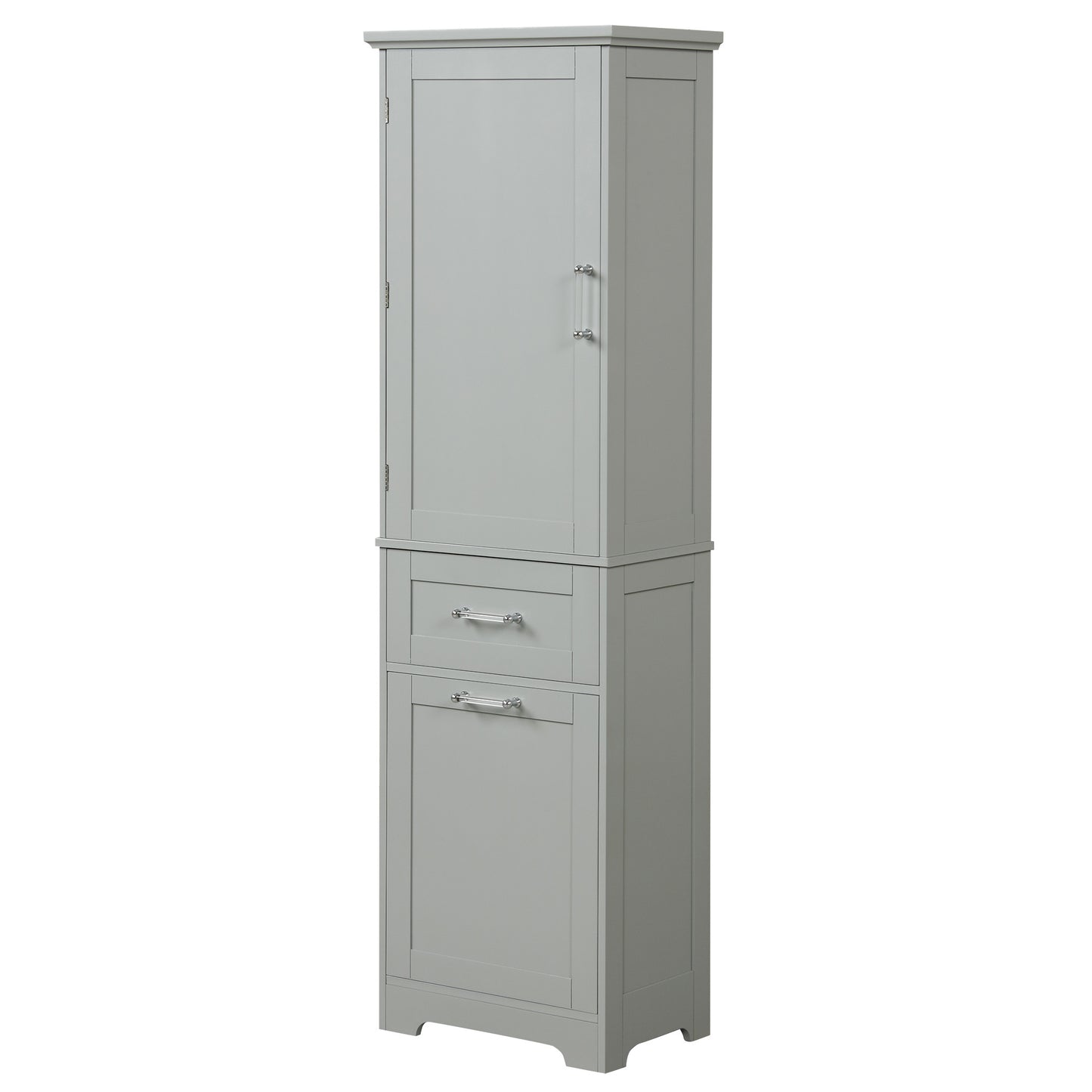 Bathroom Storage Cabinet, Tall Storage Cabinet with Two Drawers, Open Storage, Adjustable Shelf