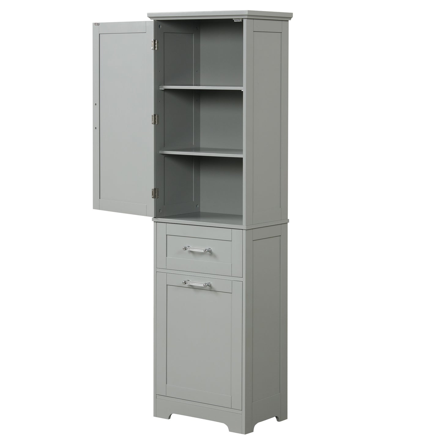 Bathroom Storage Cabinet, Tall Storage Cabinet with Two Drawers, Open Storage, Adjustable Shelf