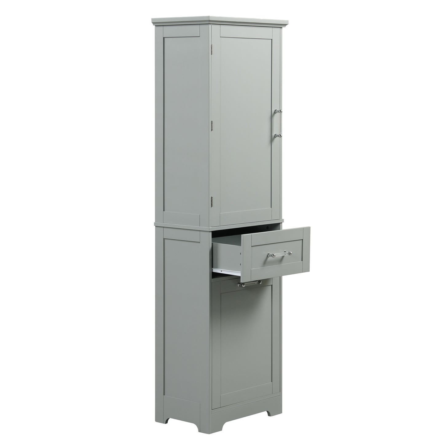 Bathroom Storage Cabinet, Tall Storage Cabinet with Two Drawers, Open Storage, Adjustable Shelf