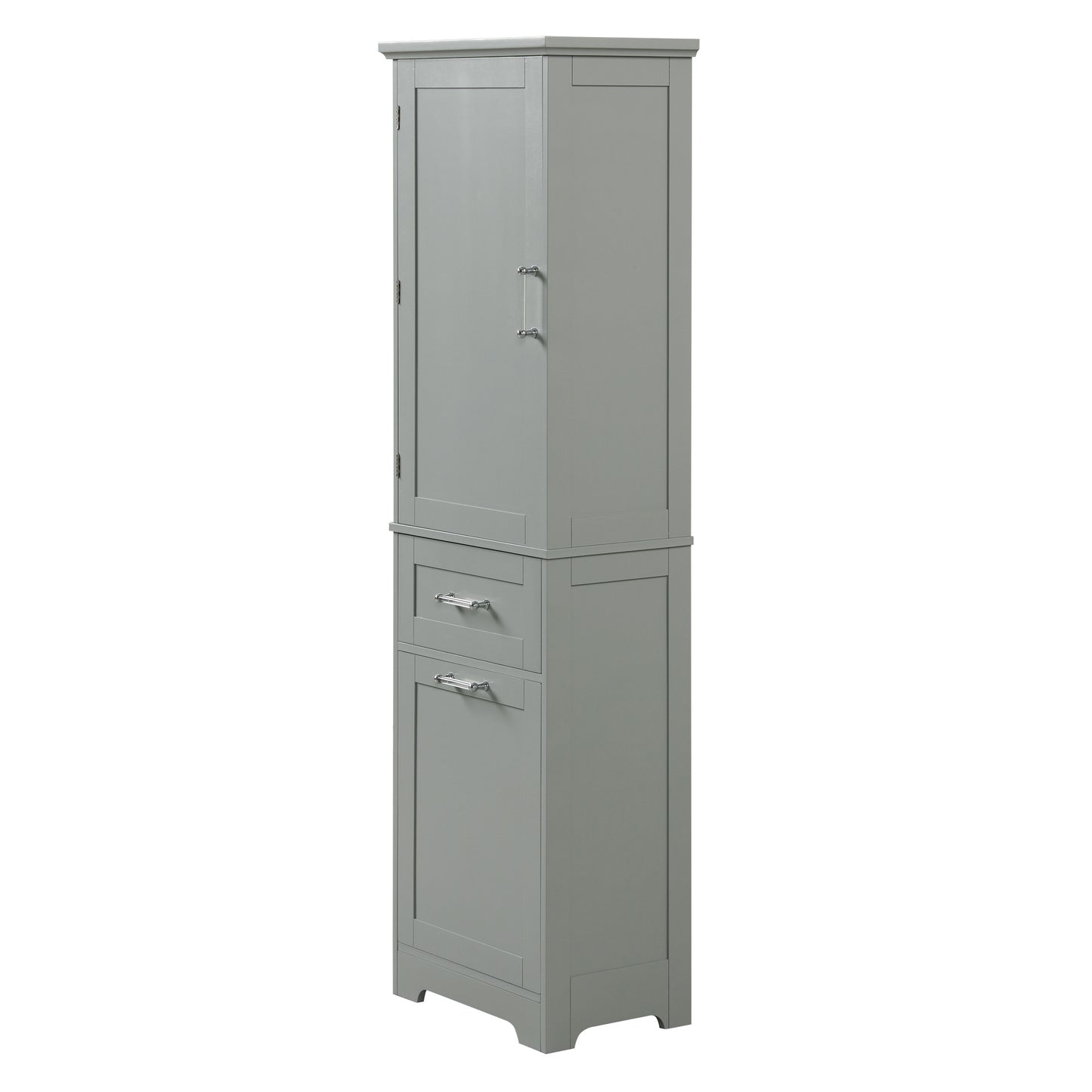 Bathroom Storage Cabinet, Tall Storage Cabinet with Two Drawers, Open Storage, Adjustable Shelf