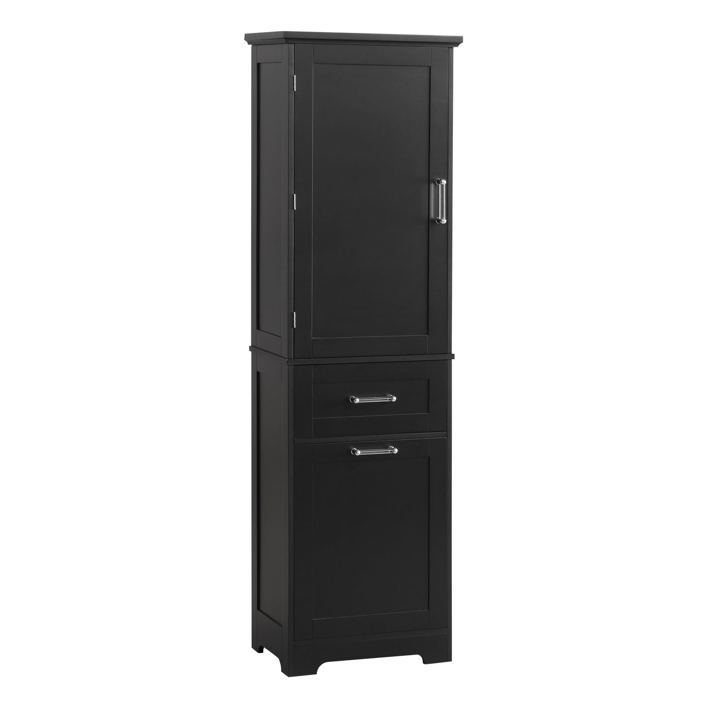 Bathroom Storage Cabinet, Tall Storage Cabinet with Two Drawers, Open Storage, Adjustable Shelf