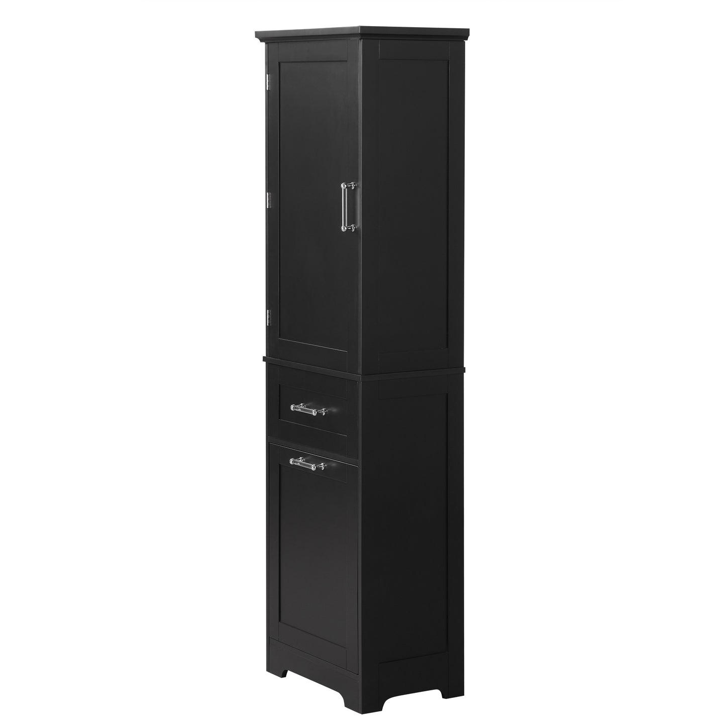 Bathroom Storage Cabinet, Tall Storage Cabinet with Two Drawers, Open Storage, Adjustable Shelf