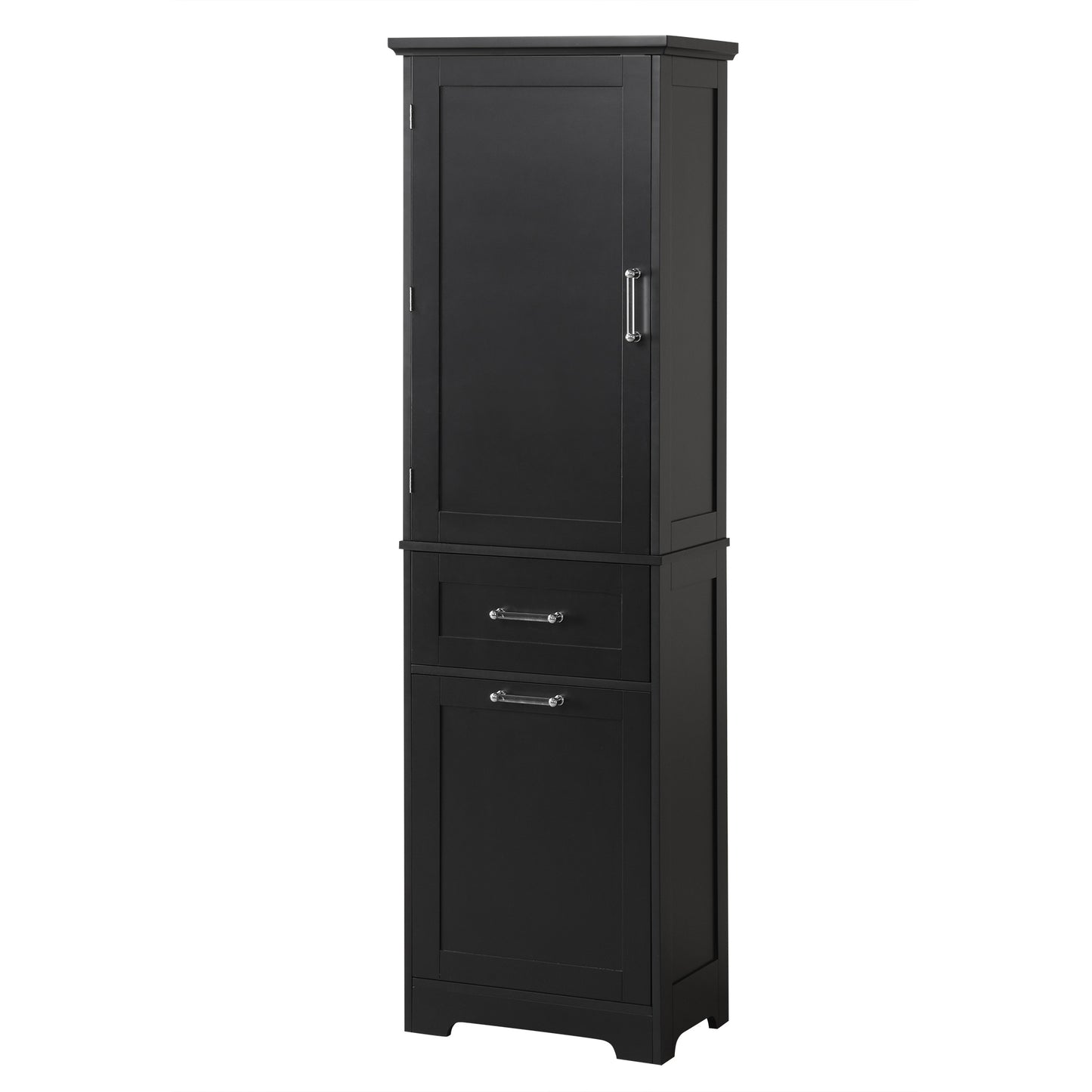 Bathroom Storage Cabinet, Tall Storage Cabinet with Two Drawers, Open Storage, Adjustable Shelf