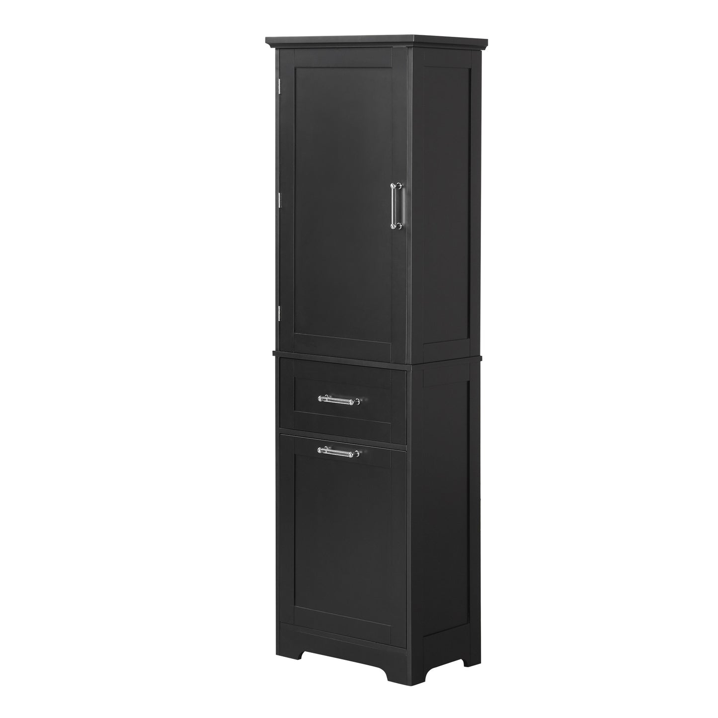 Bathroom Storage Cabinet, Tall Storage Cabinet with Two Drawers, Open Storage, Adjustable Shelf