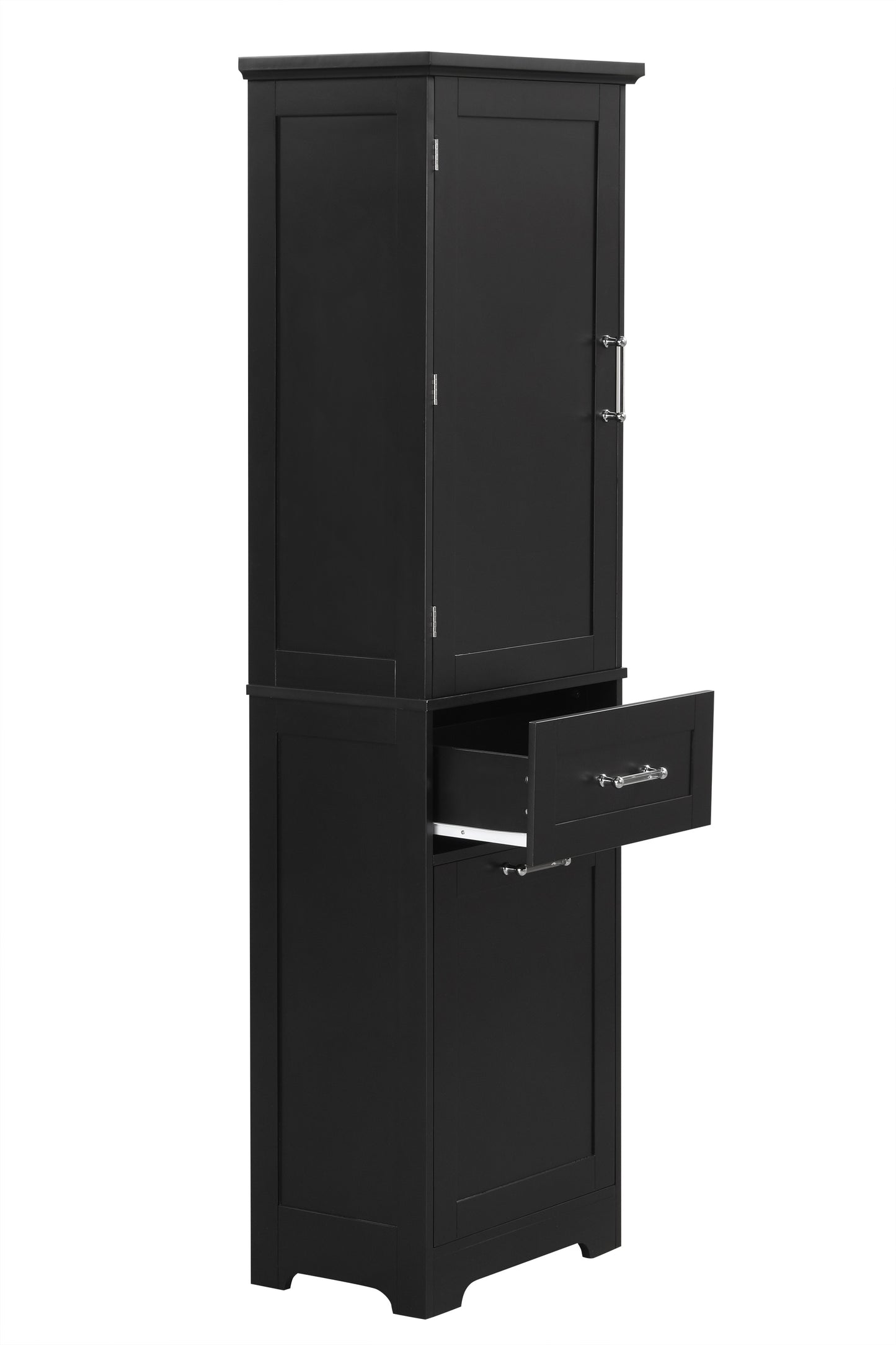 Bathroom Storage Cabinet, Tall Storage Cabinet with Two Drawers, Open Storage, Adjustable Shelf