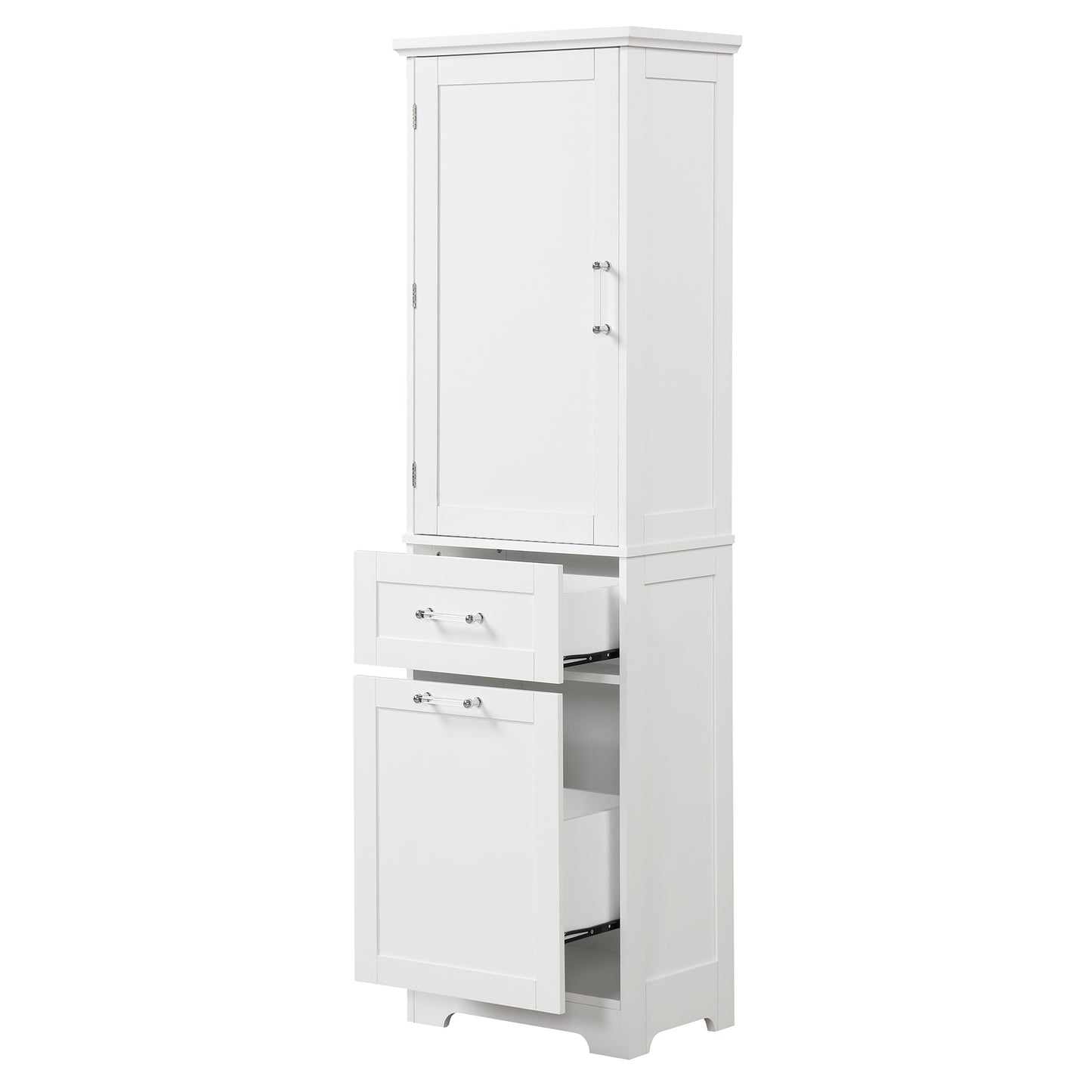 Bathroom Storage Cabinet, Tall Storage Cabinet with Two Drawers, Open Storage, Adjustable Shelf