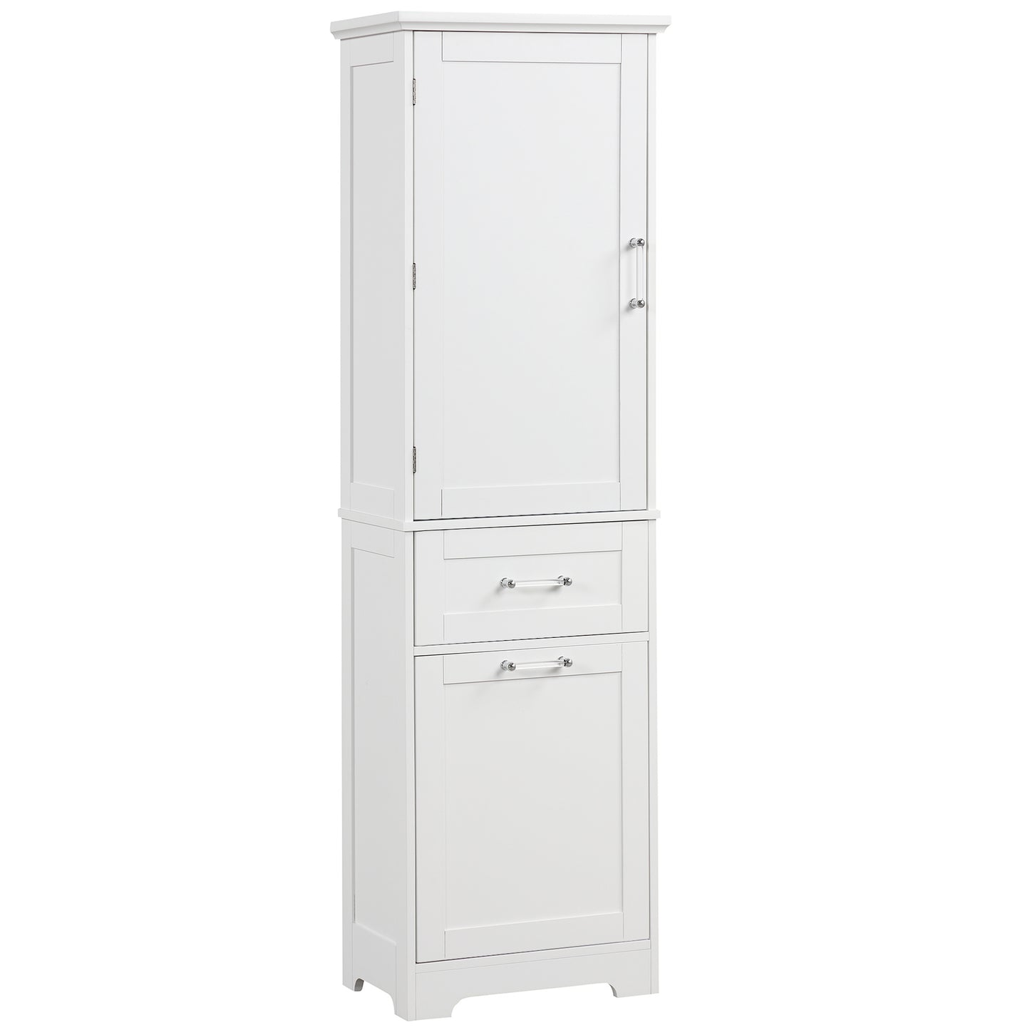 Bathroom Storage Cabinet, Tall Storage Cabinet with Two Drawers, Open Storage, Adjustable Shelf