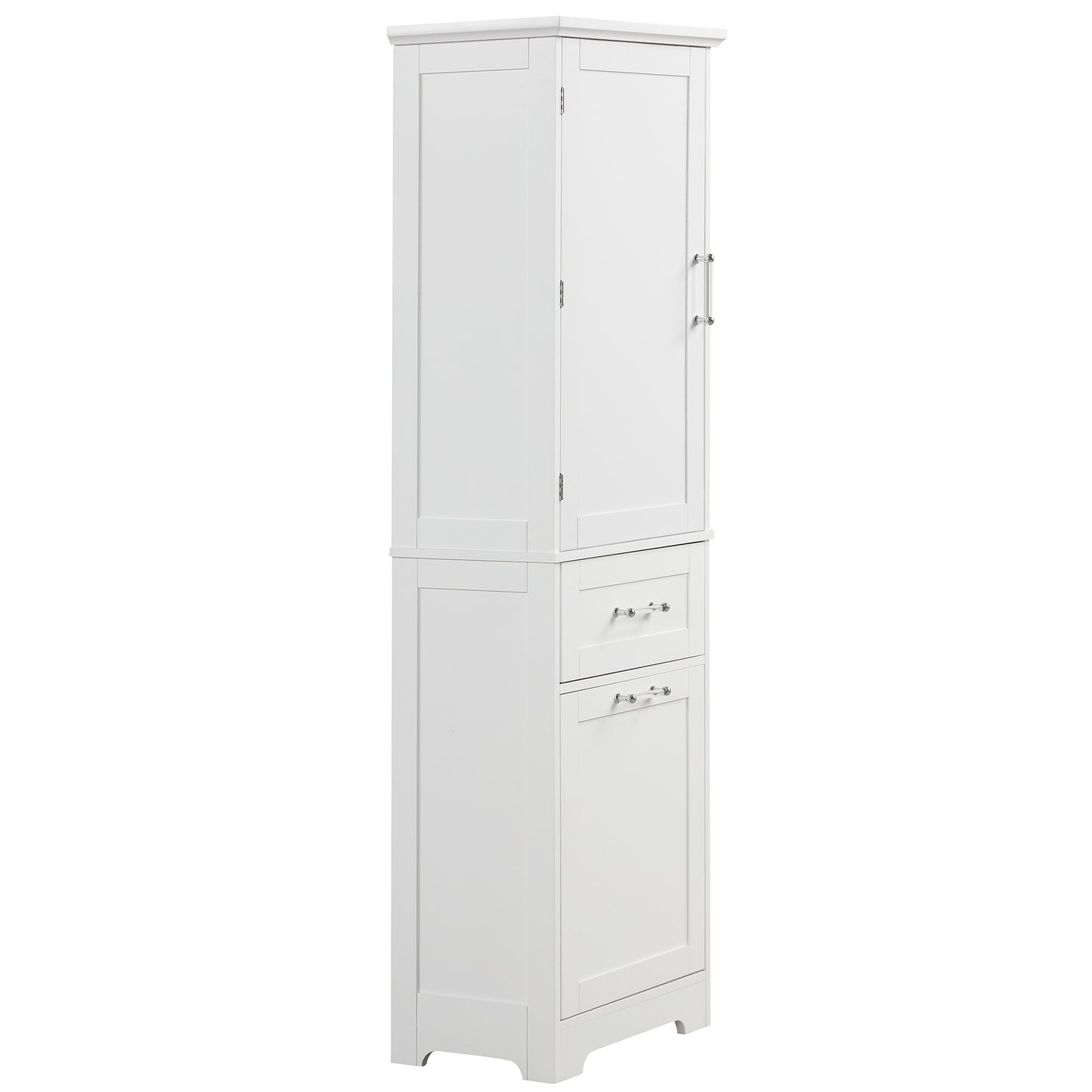 Bathroom Storage Cabinet, Tall Storage Cabinet with Two Drawers, Open Storage, Adjustable Shelf