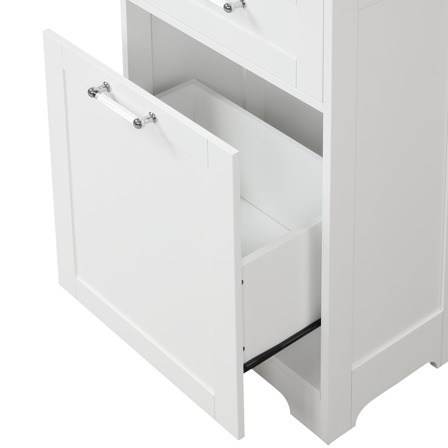 Bathroom Storage Cabinet, Tall Storage Cabinet with Two Drawers, Open Storage, Adjustable Shelf