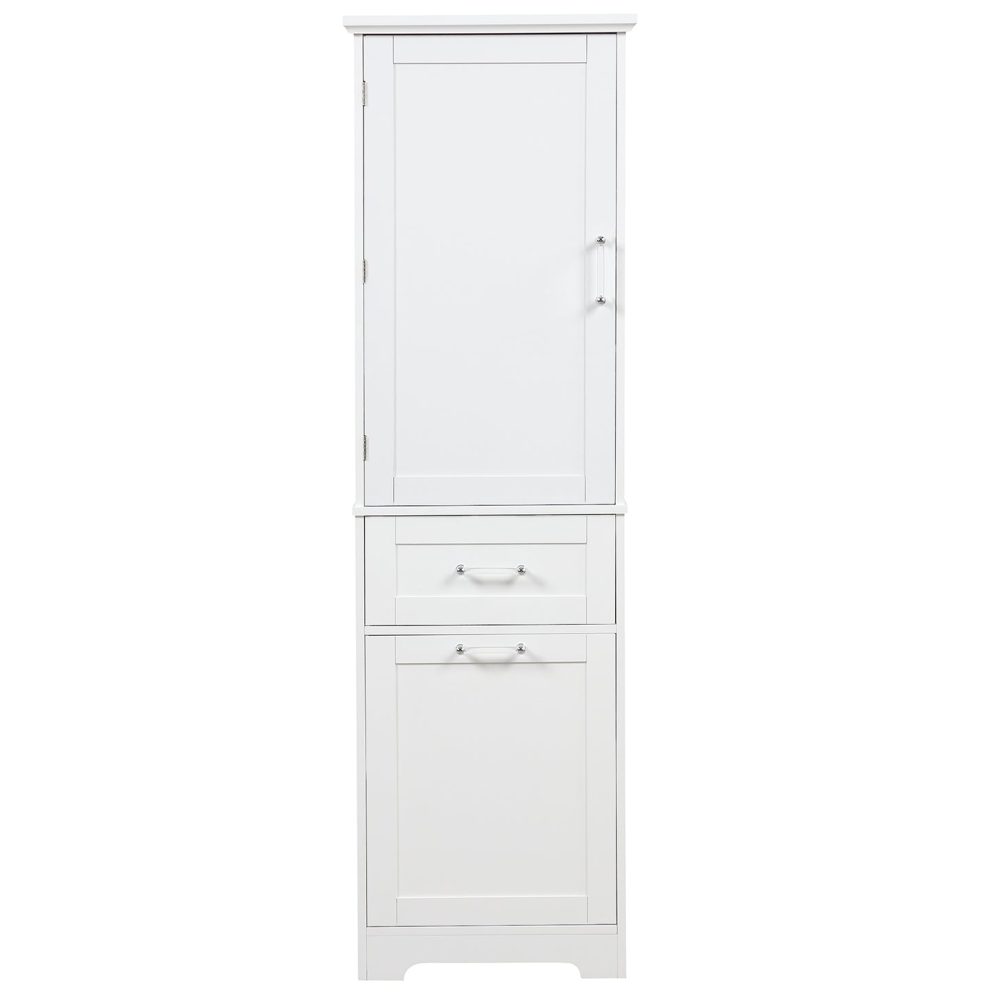 Bathroom Storage Cabinet, Tall Storage Cabinet with Two Drawers, Open Storage, Adjustable Shelf