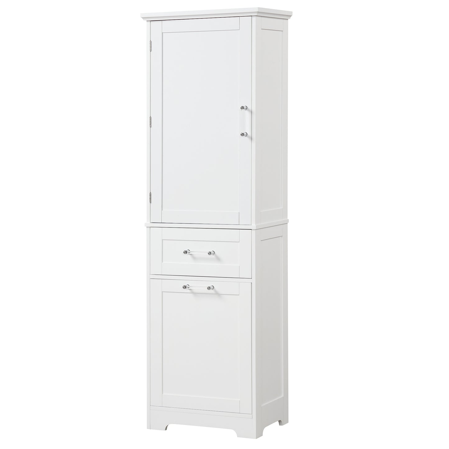 Bathroom Storage Cabinet, Tall Storage Cabinet with Two Drawers, Open Storage, Adjustable Shelf