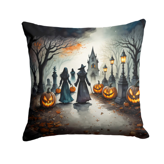 Vampires Spooky Halloween Throw Pillow Machine Washable, Indoor Outdoor Decorative Pillow for Couch, Bed or Patio, 14Hx14W