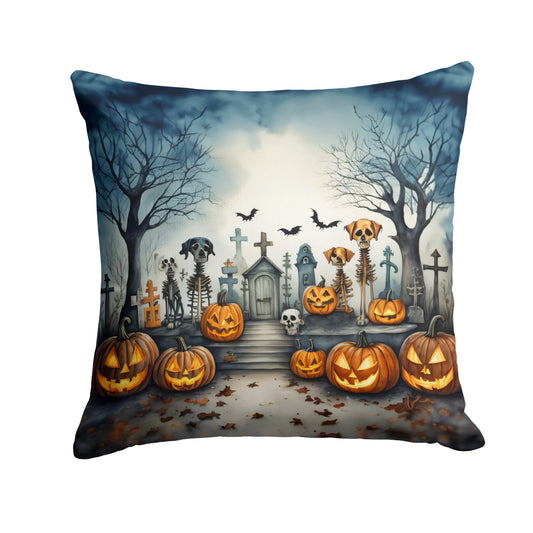 Pet Cemetery Spooky Halloween Throw Pillow Machine Washable, Indoor Outdoor Decorative Pillow for Couch, Bed or Patio, 14Hx14W