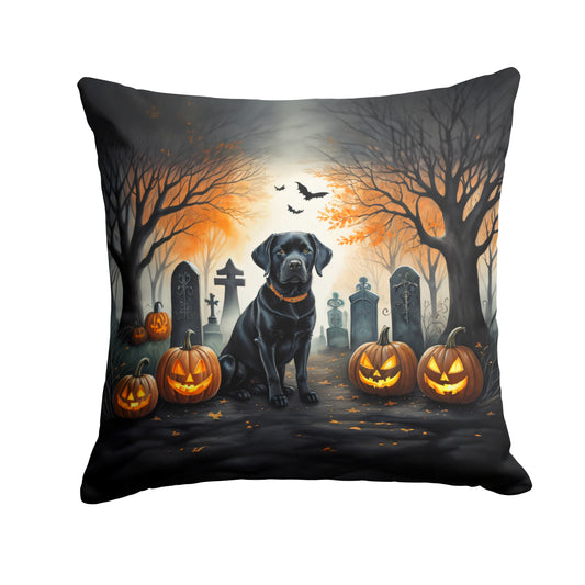 Black Labrador Retriever Spooky Halloween Throw Pillow Machine Washable, Indoor Outdoor Decorative Pillow for Couch, Bed or Patio, 14Hx14W