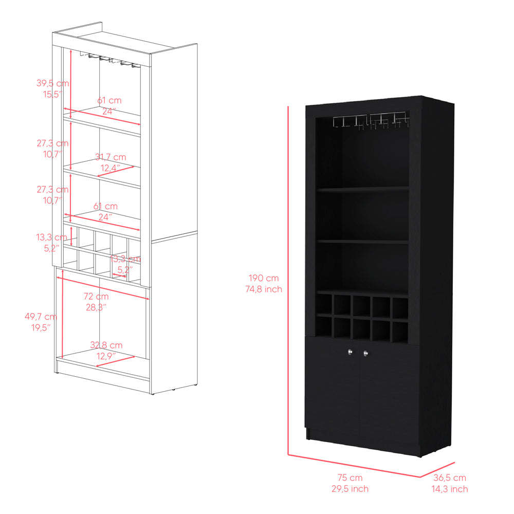 Bar Cabinet Nixon, Living Room, Black