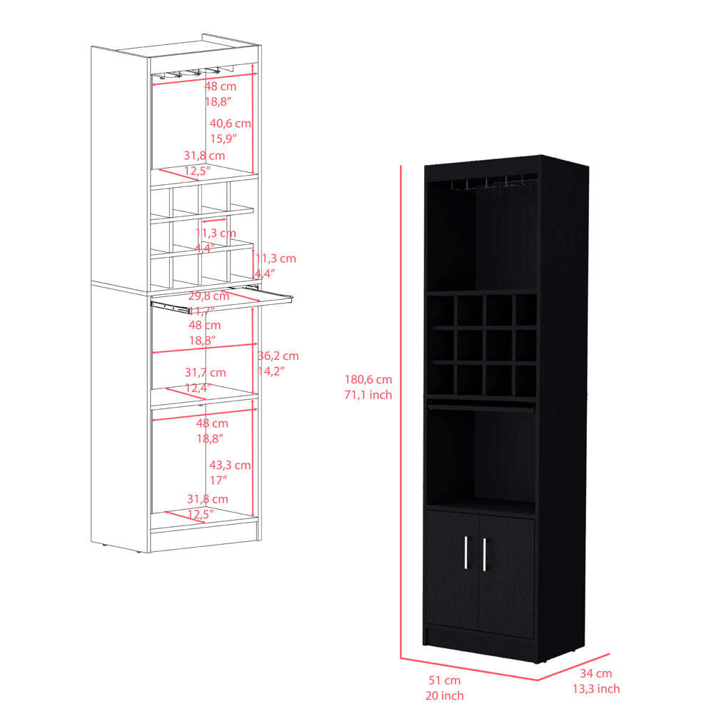 Bar Cabinet Fulton, Living Room, Black