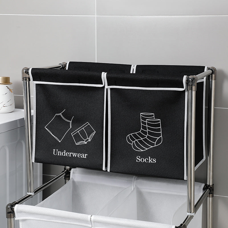 Laundry Basket 2 Tier Clothes Sorter with 4 Removable Bags to Organize Clothes, With Four Wheels, Easy to Move, Laundry, Light, Dark