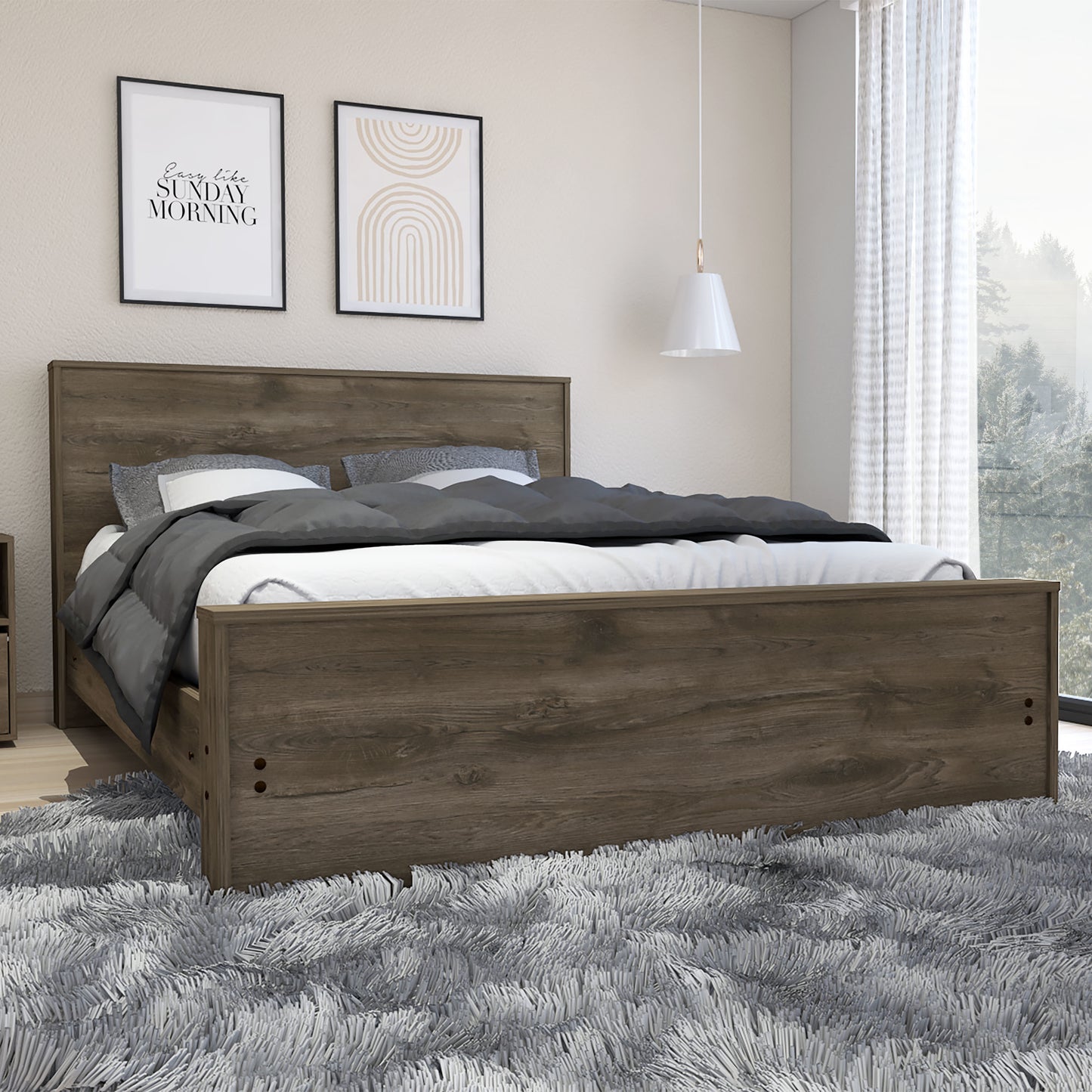 Full Size Bed Base Forum, Bedroom, Dark Brown