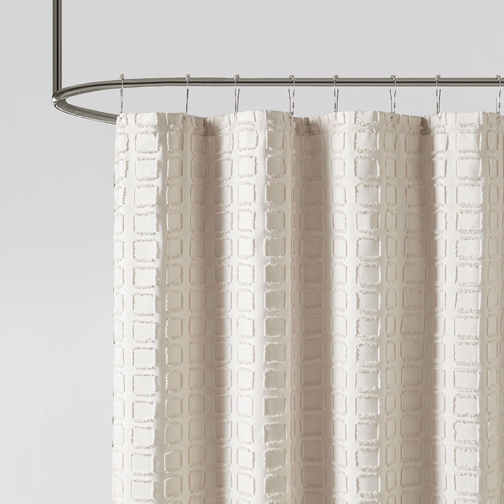 Woven Clipped Solid Shower Curtain