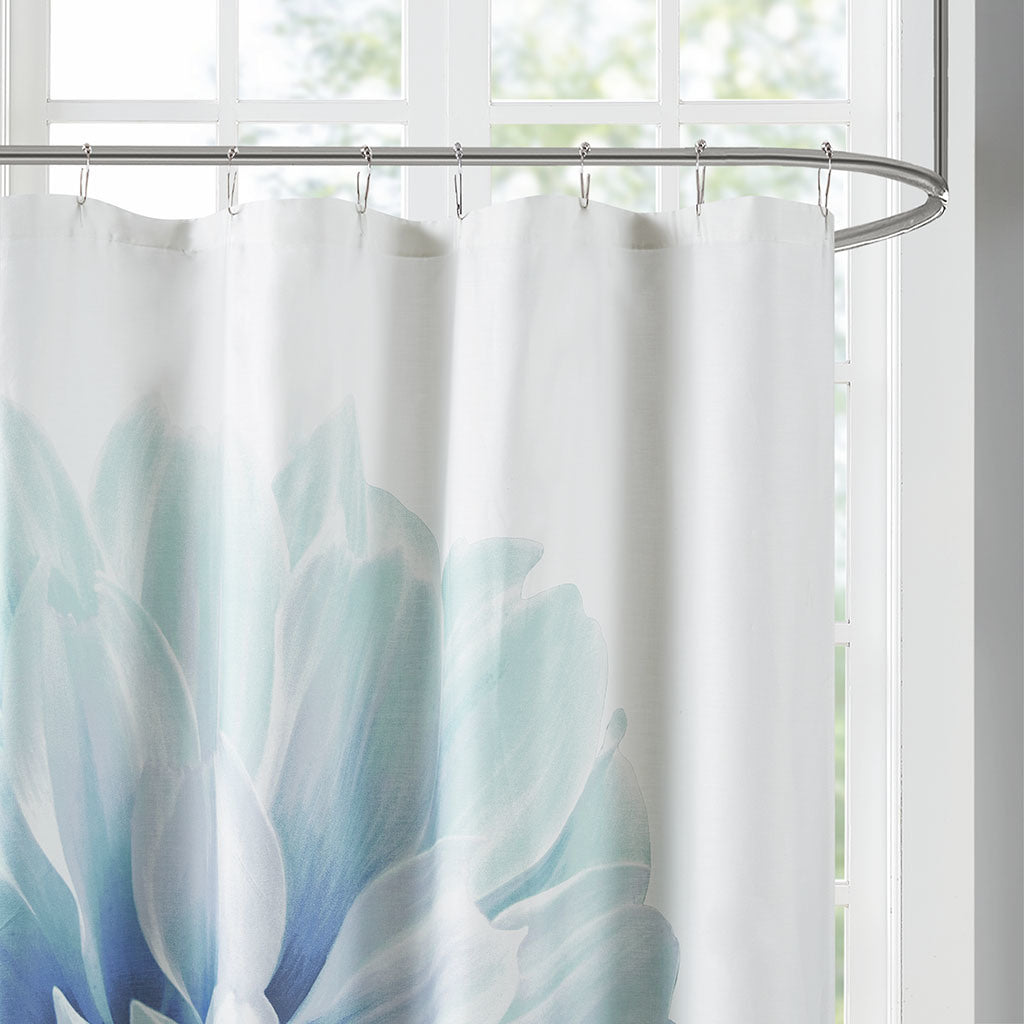 Printed Floral Cotton Shower Curtain