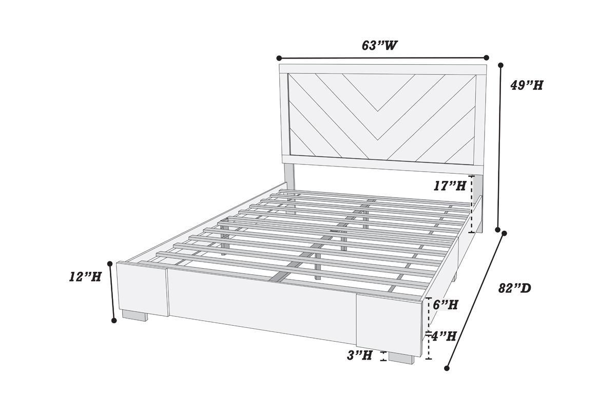 Contemporary Grey Finish Unique Queen Size Bed 1pc Bedroom Furniture Unique Lines Headboard Wooden