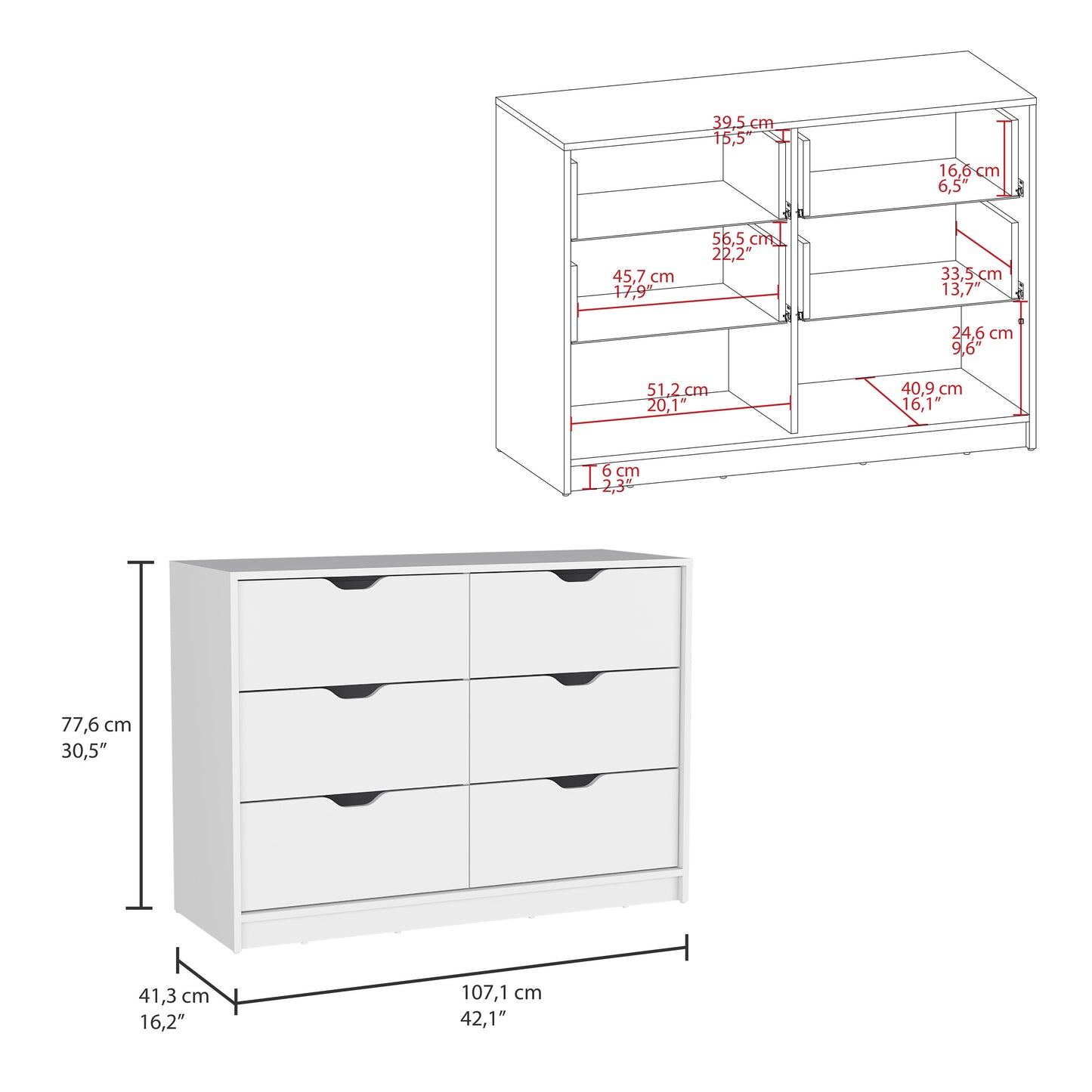 Bennett 2 Piece Bedroom Set, Nightstand + Dresser, White