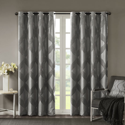 Ogee Knitted Jacquard Total Blackout Curtain Panel(Only 1 Pc Panel)