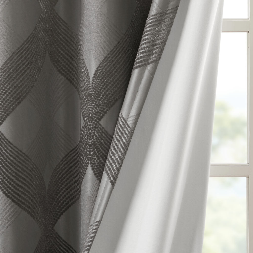 Ogee Knitted Jacquard Total Blackout Curtain Panel(Only 1 Pc Panel)