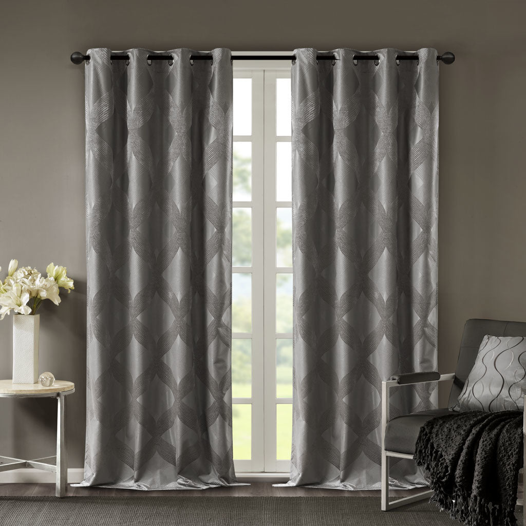 Ogee Knitted Jacquard Total Blackout Curtain Panel(Only 1 Pc Panel)