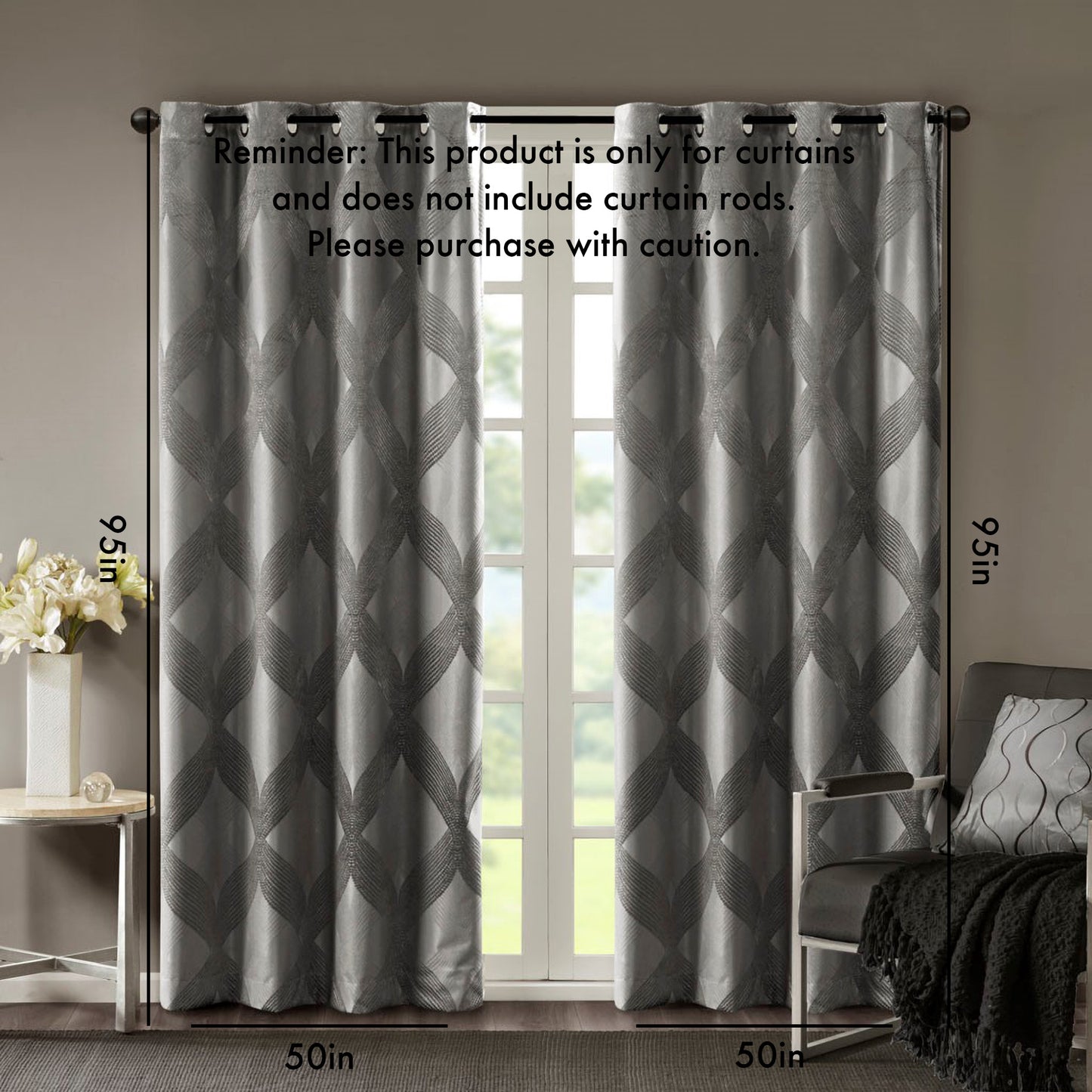 Ogee Knitted Jacquard Total Blackout Curtain Panel(Only 1 Pc Panel)