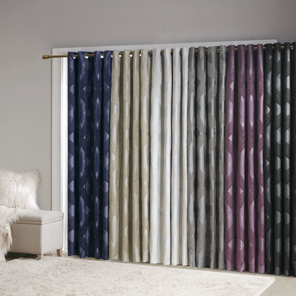 Ogee Knitted Jacquard Total Blackout Curtain Panel(Only 1 Pc Panel)