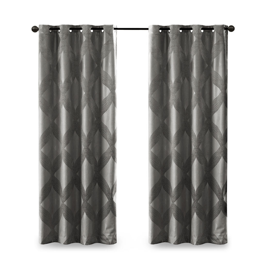 Ogee Knitted Jacquard Total Blackout Curtain Panel(Only 1 Pc Panel)