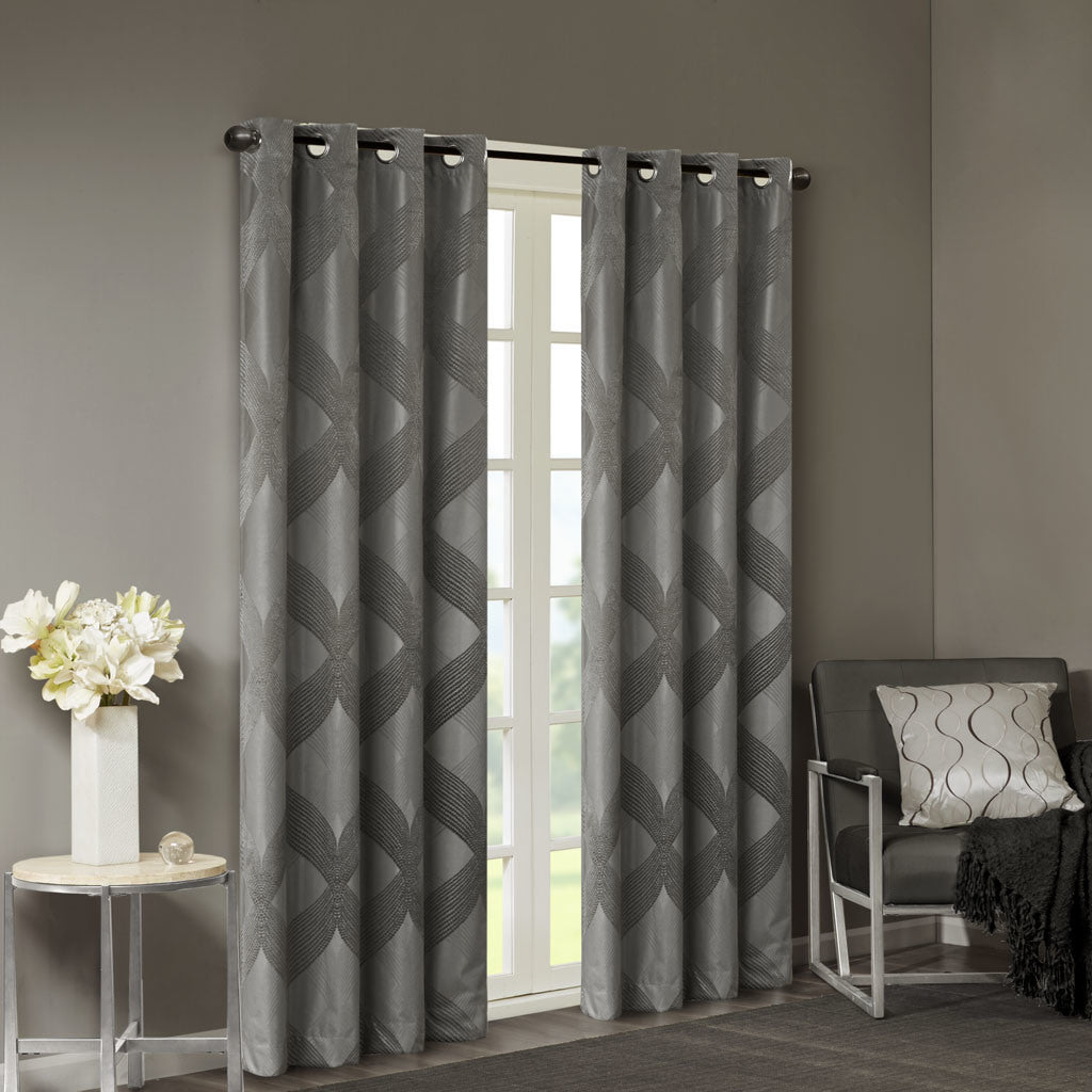 Ogee Knitted Jacquard Total Blackout Curtain Panel(Only 1 Pc Panel)